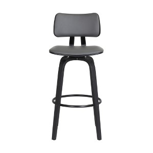 HomeRoots 26" Gray And Black Faux Leather Swivel Low Back Counter Height Bar Chair - 1 of 4