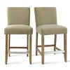 North 26.5" Seat Height Counter Stool Set Of 2,Fabric Upholstered Barstools with Solid Wood Legs And Stainless Steel Footrest-Maison Boucle - 4 of 4
