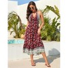 Women's Summer Maxi Dress Casual Floral V Neck Boho High Low Flowy Long Sun Dresses - 3 of 4
