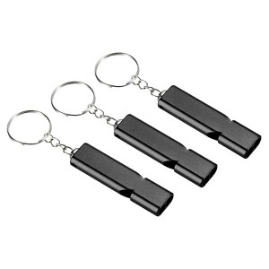 Unique Bargains Aluminum Alloy Camping Hiking Boating Survival Signal Double Tubes Whistles 3 Pcs - 1 of 4