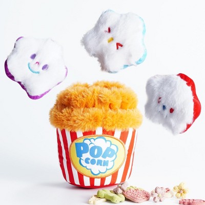 Nocciola 4-in-1 Popcorn Bucket Plush Dog Toy Set,Christmas gift,Interactive Squeaky Stuffed Dog Toys,Hide and Seek Dog Toys for Small & Medium Dogs