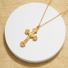 "14K Gold Plated Cross Necklace, Dainty Minimalist Faith Pendant with Prayer Chain, Tiny Religious Jewelry for Women & Men" - 4 of 4