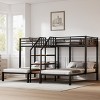 Metal Twin over Twin & Twin Bunk Bed, Triple Bunk Bed with Storage Shelves Staircase - ModernLuxe - 2 of 4