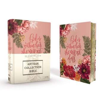 Niv, Artisan Collection Bible, Cloth Over Board, Pink Floral, Designed Edges Under Gilding, Red Letter Edition, Comfort Print - by  Zondervan