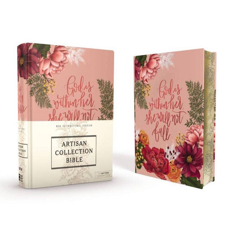 Niv, Artisan Collection Bible, Cloth Over Board, Pink Floral, Designed Edges Under Gilding, Red Letter Edition, Comfort Print - by  Zondervan, 1 of 2