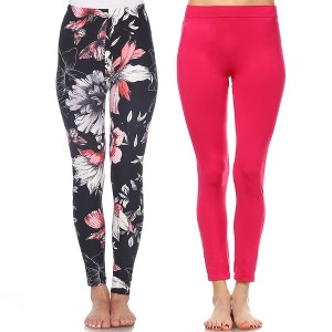 Women's Pack of 2 Leggings - One Size Fits Most - White Mark - 1 of 1