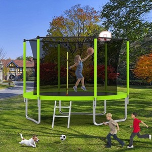 Jump Into Fun 14FT Trampoline for Kids & Adults with Basketball Hoop,Recreational Trampolines with Safety Enclosure for Back Yard Outdoor - 1 of 4
