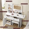 Jojoka Makeup Vanity Desk with Mirror and Lights, Adjustable LED Lighting, Charging Station, Drawers, Shelves, Cabinet & Stool - 4 of 4