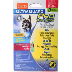 Hartz UltraGuard Pro Flea and Tick Treatment Drops for Dogs and Puppies - 15 to 30lbs - 3ct