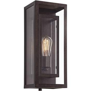 Possini Euro Design Modern Wall Light Sconce Bronze Brown Hardwired 6 3/4" Fixture Clear Glass for Bedroom Bathroom Vanity Reading