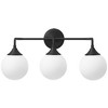 POWLIG 22.44-in 3-Light Black Dimmable Bathroom Vanity Light with 5.9in Milk Opal Glass Globe Shade - 3 of 4