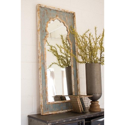 Painted Wooden Wall Mirror – 24" x 52.5" Tall Decorative Accent by Kalalou