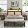 LOVMOR Full Queen King Size Platform Bed Frame with LED Lights, Charging Station, No Box Spring Needed, Easy Assemble - 2 of 4