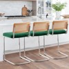Bekrvio Bar Stools Set of 2/3/4, 26”/30" Barstool with Rattan Back, Velvet-Upholstered & Chrome Frame,Mid Century Modern Kitchen Stool for Island - 3 of 4