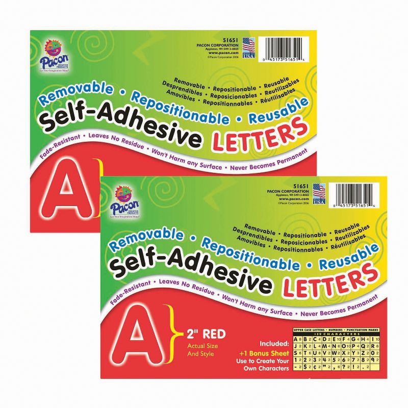 Pacon® Self-Adhesive Letters, Red, Puffy Font, 2", 159 Characters Per Pack, 2 Packs, 1 of 3