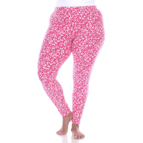 Women's Plus Size Leopard Printed Leggings Pink One Size Fits Most Plus Size - White Mark : Target
