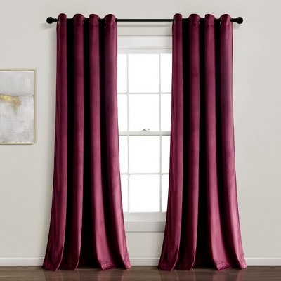 Plum Velvet Blackout Grommet Window Curtain Panel