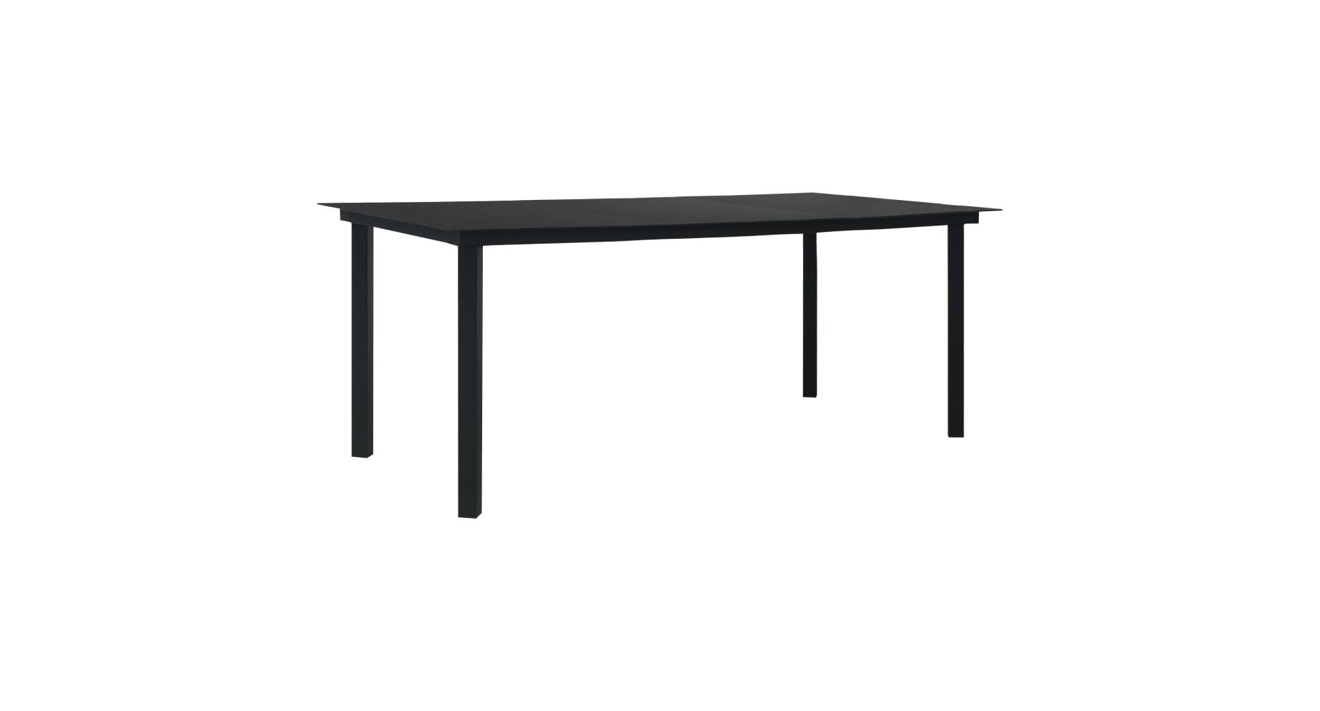 Aghana Digitals 6-Seater Rectangular Dining Table, Black Powder-Coated Steel Frame & Glass Top, Black 74.8 x 35.4 x 29.1 in