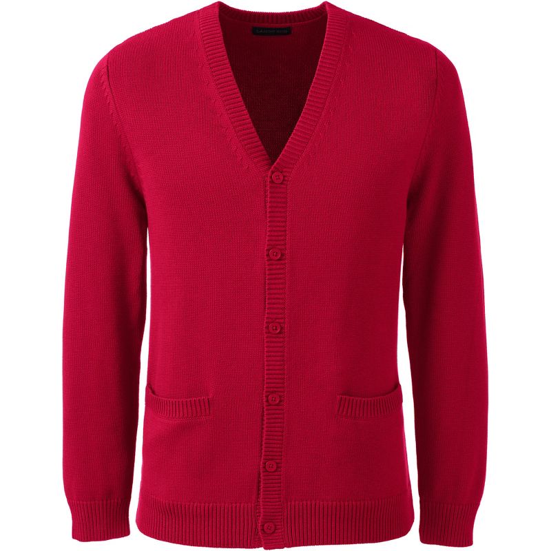 Lands' End School Uniform Men's Cotton Modal Button Front Cardigan Sweater, 1 of 3