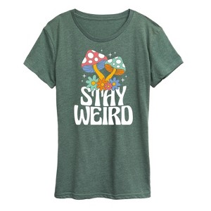 Women's - Instant Message - Stay Weird Mushrooms Short Sleeve Graphic T-Shirt - 1 of 4