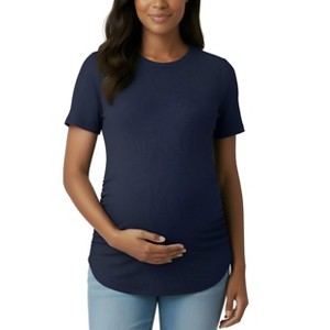 Women's Women's Crew Neck Side-Ruched Maternity Short Sleeve Top | Motherhood Maternity - 1 of 3