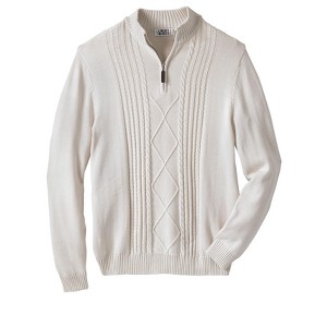 Liberty Blues by KingSize Men's Big & Tall Shoreman's Quarter Zip Cable Knit Sweater - 1 of 4