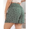 Women Plus Size Comfy Shorts Elastic High Waist Casual Summer Pleated Lounge RayonShorts - 3 of 4