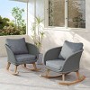 Modern Wicker Rocking Chair with Wood Frame,Indoor Outdoor Rocker with Waterproof Cushion,Lounge Chair for Patio Living Room-Koiai - 2 of 4
