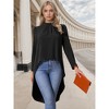 INSPIRE CHIC Women's High Low Long Sleeve Back Keyhole Round Neck Asymmetrical Hem Dressy Casual Blouse - 2 of 4