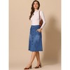 INSPIRE CHIC Women's A-Line Button Front High Waist with Pockets Midi Skirts - 2 of 4