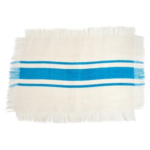 Striped Design Jute Placemats Turquoise (Set of 4)