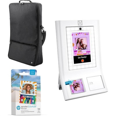 HP Sprocket Photobooth 3x4" Photo Printer Bundle with Zink Paper (100 Sheets) & Carrying Case