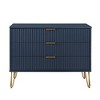 PAGED Fluted Dresser, Contemporary Storage Cabinet with 3 Full Extension Drawer and Splayed Gold Metal Legs for Living Room, Hallway - 2 of 4