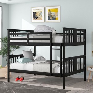 Streamdale Full over Full Bunk Bed with Ladder for Bedroom, Guest Room Furniture-Espresso - 1 of 4