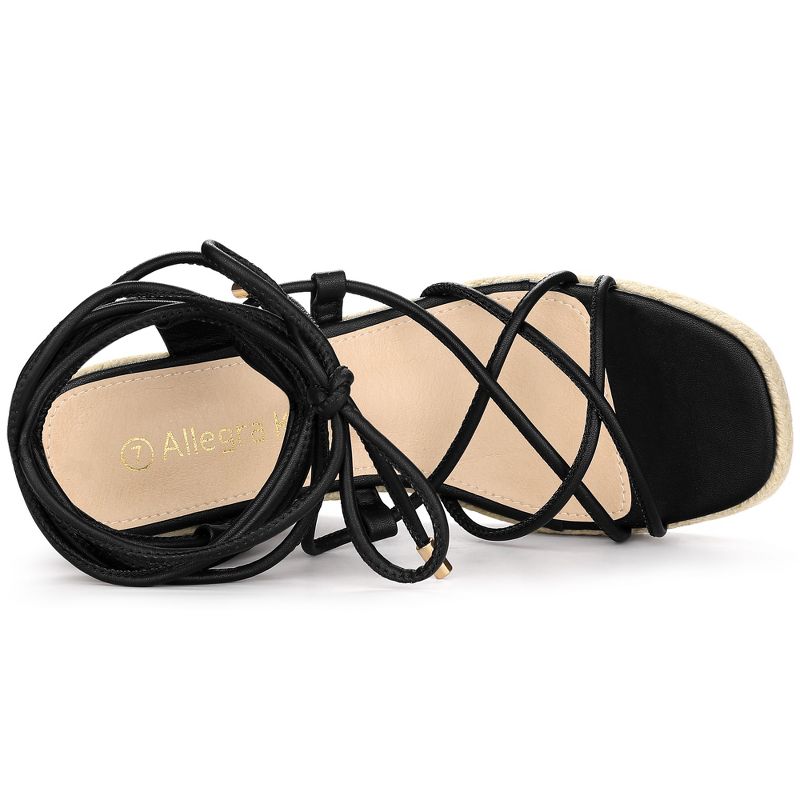 Allegra K Women's Lace Up Platform Heel Espadrilles Wedge Sandals, 5 of 7