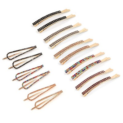 Glamlily 16 Pack Rhinestone Bobby Pins, Decorative Hair Pins, Cute Hair Accessories for Women Girls