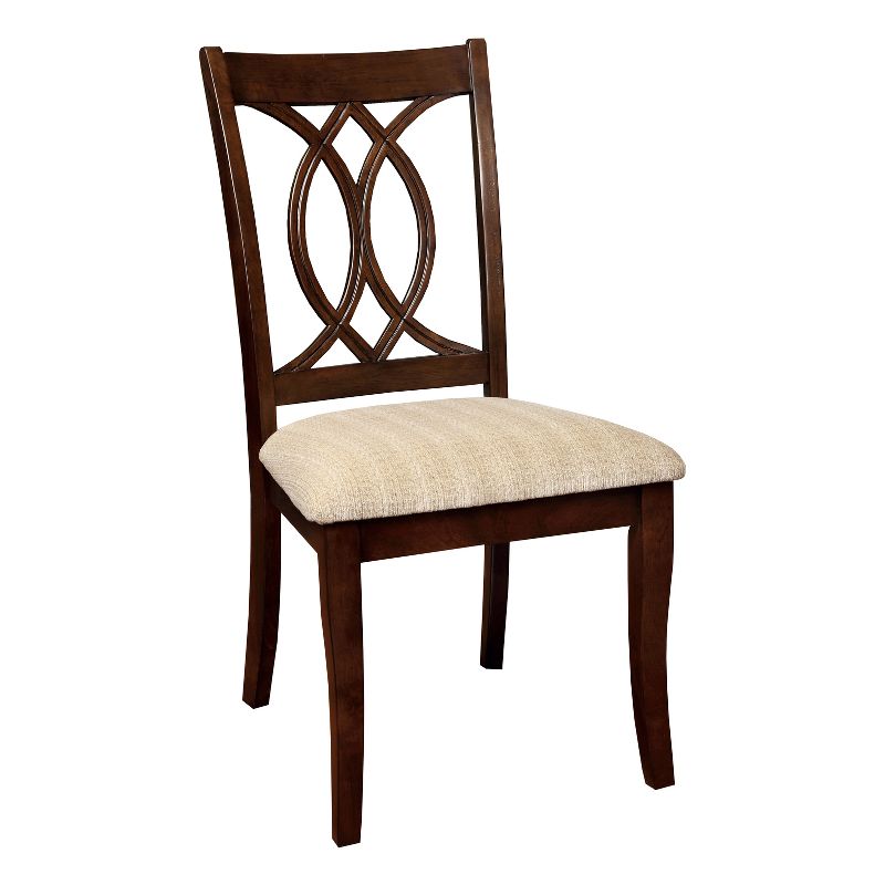 Set of 2 Ladister&#160;Curved Wooden Carved Design Back Side Chair Brown Cherry - miBasics, 4 of 7