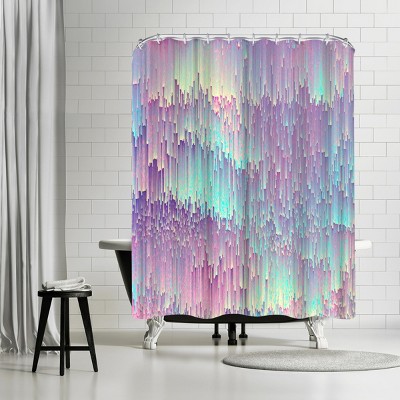 Americanflat 71" x 74" Shower Curtain, Iridescent Glitches by