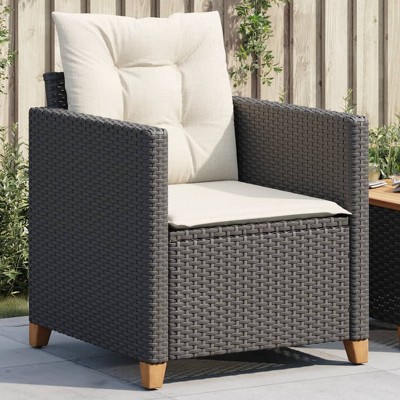 vidaXL Patio Chair with Cushions Black Poly Rattan