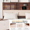 VINGLI Solid Wood King Size Bed Frame with 52'' Extra Tall LED Upholstered Bookcase Storage Headboard,Charging StationFluted,Walnut - 4 of 4