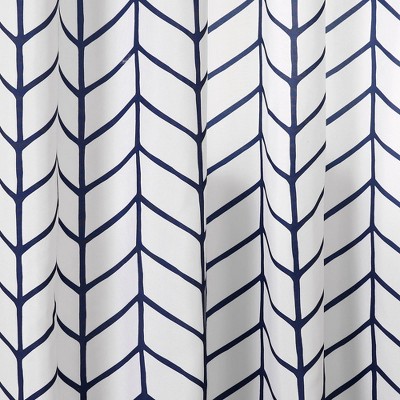 Navy and White Chevron Geo Window Curtain Panels Set