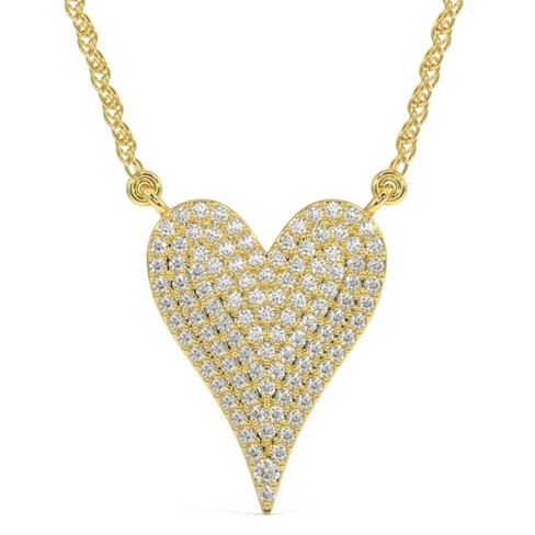 Peanut Obsidian and Diamond Gold Heart Pendant
