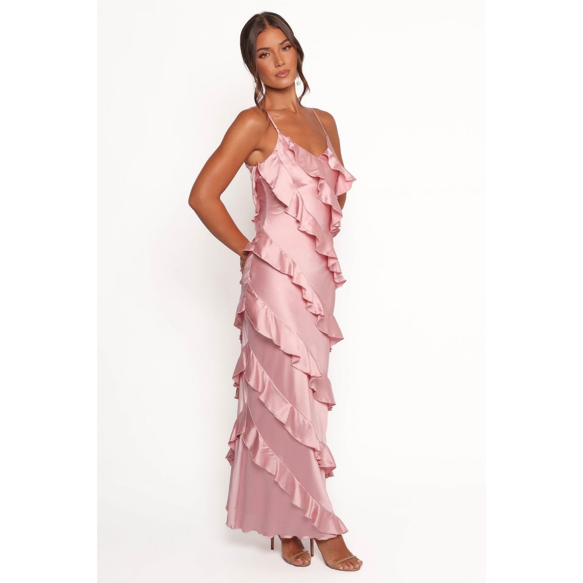 Ciao Ruffles Maxi Satin Dress - thumbnail 7