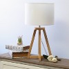 Natural Wood Interlocked Triangular Table Lamp with Fabric Shade White - Simple Designs - image 3 of 4
