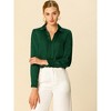 INSPIRE CHIC Women's Elegant V Neck Long Sleeve Office Work Satin Shirt - 3 of 4