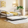 Full Size Metal Daybed, Twin Daybed With Trundle, Metal Lath Support, No Noise Daybed Frame For Home, Apartment, Bedroom - 2 of 4