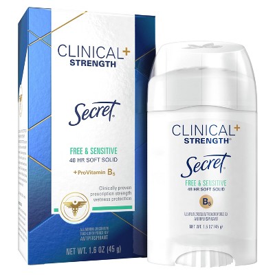 Secret Clinical Strength Soft Solid Antiperspirant and Deodorant - Free & Sensitive - 1.6oz