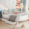 Ridstar 78.7 in. W Children's Twin-Size Wooden Platform Bed with Guardrails-White - 3 of 4