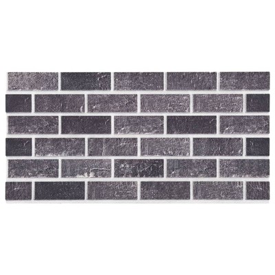 Black and Gray 3D Textured Brick Wall Panels, 39.4 x 19.7 in