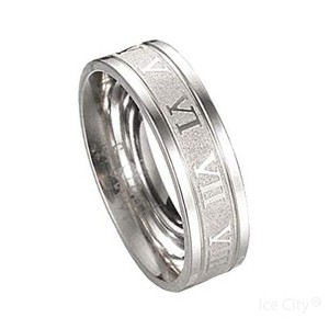 Ice City Men's Roman Numeral Wedding Band, Gold and Steel Rings, Size 6-12 - 1 of 4